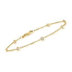 ross-simons bezel-set diamond station bracelet in 14kt yellow gold