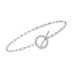 by ross-simons diamond toggle paper clip link bracelet in sterling silver