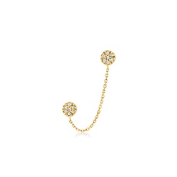 by ross-simons 14kt yellow gold double-piercing chain single earring with diamond accents