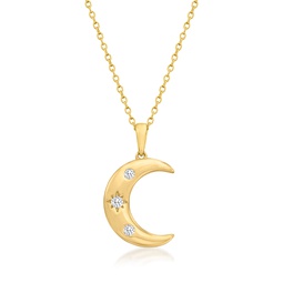ross-simons diamond moon pendant necklace in 14kt yellow gold