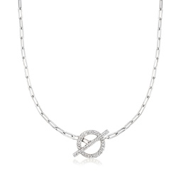 by ross-simons diamond toggle paper clip link necklace in sterling silver