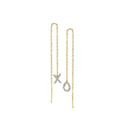 by ross-simons diamond xo mismatched threader earrings in 14kt yellow gold