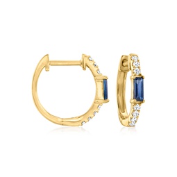 ross-simons sapphire and . diamond huggie hoop earrings in 14kt yellow gold