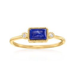 ross-simons lapis and diamond-accented ring in 14kt yellow gold
