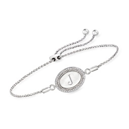by ross-simons diamond personalized oval bolo bracelet in sterling silver