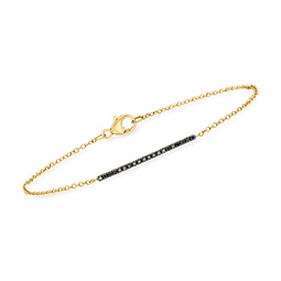 by ross-simons black diamond bar bracelet in 14kt yellow gold