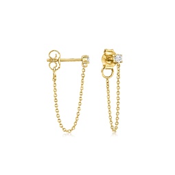 by ross-simons diamond chain drop earrings in 14kt yellow gold