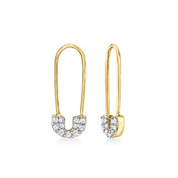 by ross-simons diamond safety pin drop earrings in 14kt 2-tone gold