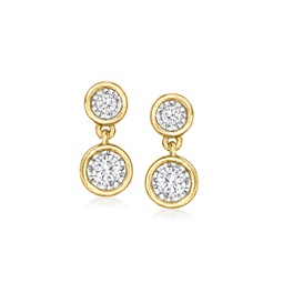 by ross-simons bezel-set diamond drop earrings in 14kt yellow gold