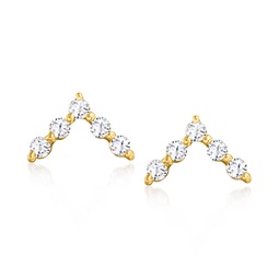 by ross-simons diamond chevron stud earrings in 14kt yellow gold
