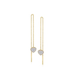 by ross-simons diamond heart threader earrings in 14kt yellow gold