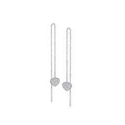 ross-simons diamond heart threader earrings in sterling silver