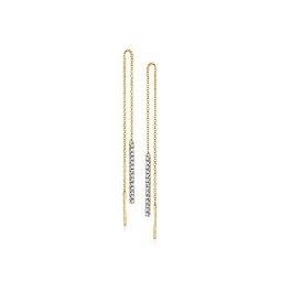 by ross-simons diamond bar threader earrings in 14kt yellow gold