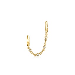 by ross-simons diamond-accented double-piercing single earring in 14kt yellow gold