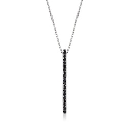 by ross-simons black diamond bar pendant necklace in sterling silver