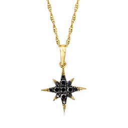 by ross-simons black diamond north star pendant necklace in 14kt yellow gold