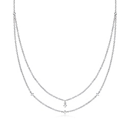 by ross-simons diamond 2-strand necklace in sterling silver