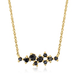 by ross-simons black diamond cluster necklace in 14kt yellow gold