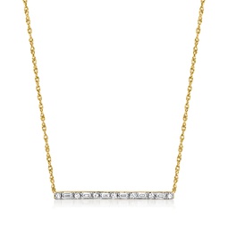 by ross-simons round and baguette diamond bar necklace in 14kt yellow gold