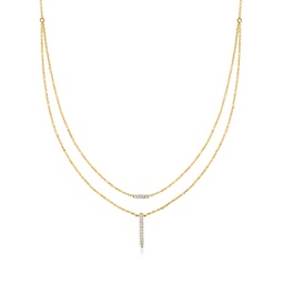 by ross-simons diamond-accented double-bar layered necklace in 14kt yellow gold