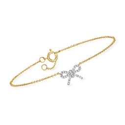 by ross-simons diamond bow bracelet in 14kt yellow gold