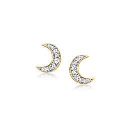 by ross-simons diamond moon stud earrings in 14kt yellow gold