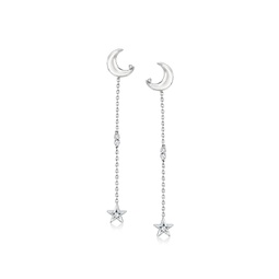 by ross-simons diamond celestial drop earrings in sterling silver