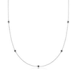 by ross-simons black diamond station necklace in sterling silver