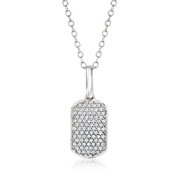 by ross-simons diamond mini dog tag pendant necklace in sterling silver