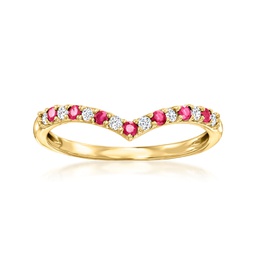by ross-simons ruby and . diamond chevron ring in 14kt yellow gold