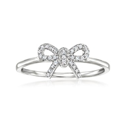 by ross-simons diamond-accented bow ring in sterling silver