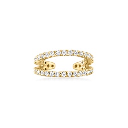 by ross-simons diamond 2-row single ear cuff in 14kt yellow gold