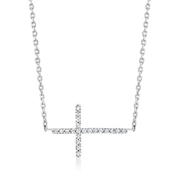 by ross-simons diamond sideways cross necklace in sterling silver