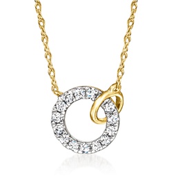 by ross-simons diamond interlocking-circle necklace in 14kt yellow gold