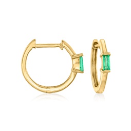 ross-simons emerald huggie hoop earrings in 14kt yellow gold