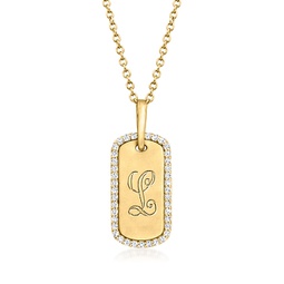 by ross-simons diamond personalized dog tag pendant necklace in 14kt yellow gold