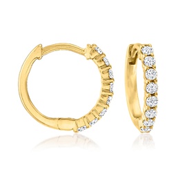 ross-simons diamond huggie hoop earrings in 14kt yellow gold