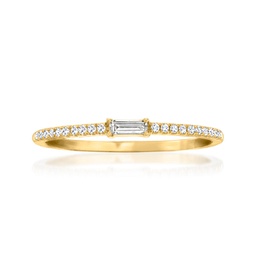 ross-simons baguette and round diamond ring in 14kt yellow gold
