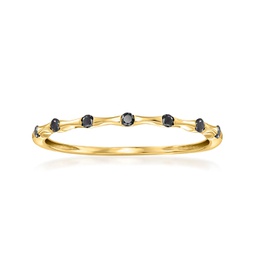 by ross-simons black diamond bamboo-style ring in 14kt yellow gold