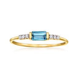 by ross-simons london blue topaz ring with diamond accents in 14kt yellow gold