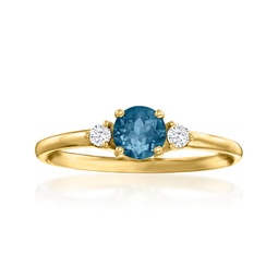 ross-simons london blue topaz and . diamond ring in 14kt yellow gold