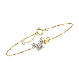by ross-simons diamond butterfly bracelet in 14kt yellow gold