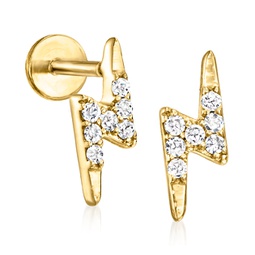 by ross-simons diamond lightning bolt stud earrings in 14kt yellow gold
