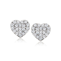 by ross-simons pave diamond heart stud earrings in sterling silver