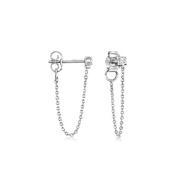 by ross-simons diamond chain drop earrings in sterling silver