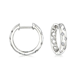 by ross-simons scattered-diamond scattered hoop earrings in sterling silver
