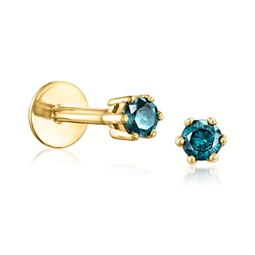 by ross-simons blue diamond stud earrings in 14kt yellow gold