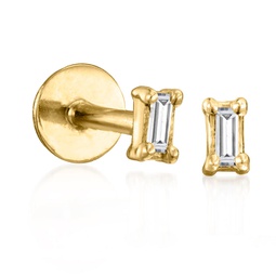 by ross-simons baguette diamond-accented stud earrings in 14kt yellow gold