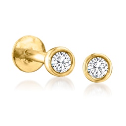 by ross-simons bezel-set diamond stud earrings in 14kt yellow gold