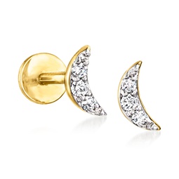 by ross-simons diamond-accented moon stud earrings in 14kt yellow gold